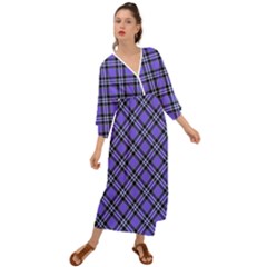 Blue Tartan Plaid 1 Diagonal Grecian Style  Maxi Dress by dressshop