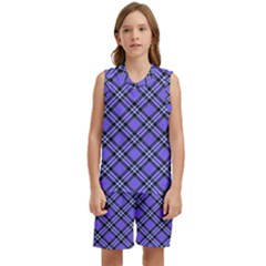 Blue Tartan Plaid 1 Diagonal Kids  Basketball Mesh Set by dressshop