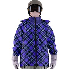 Blue Tartan Plaid 1 Diagonal Women s Zip Ski And Snowboard Waterproof Breathable Jacket by dressshop