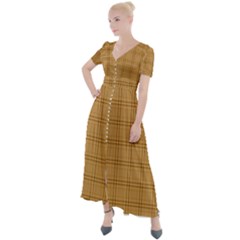 Autumn Fall Plaid Tartan 1 Button Up Short Sleeve Maxi Dress by dressshop