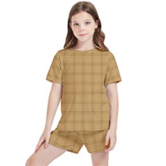 Autumn Fall Plaid Tartan 1 Kids  T-shirt And Sports Shorts Set by dressshop