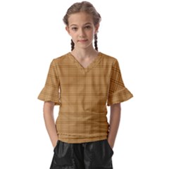 Autumn Fall Plaid Tartan 1 Kids  V-neck Horn Sleeve Blouse by dressshop