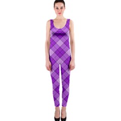 Purple Plaid Tartan 3 Diagonal (2) One Piece Catsuit by dressshop