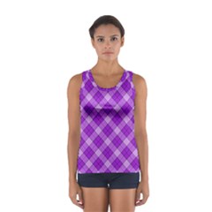 Purple Plaid Tartan 3 Diagonal (2) Sport Tank Top  by dressshop