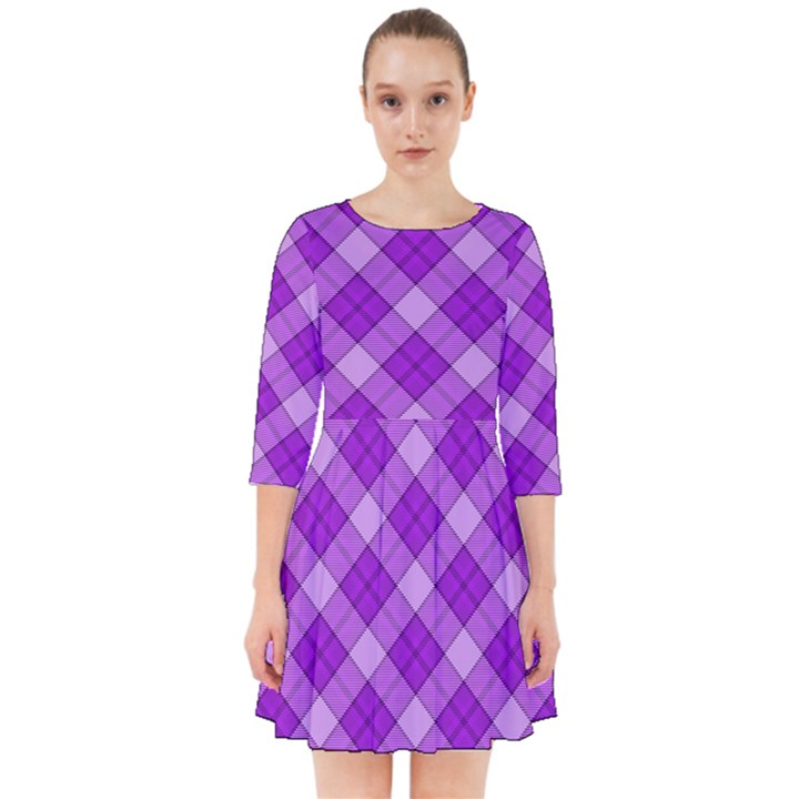 Purple Plaid Tartan 3 Diagonal (2) Smock Dress