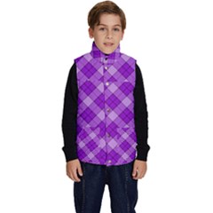 Purple Plaid Tartan 3 Diagonal (2) Kid s Button Up Puffer Vest by dressshop