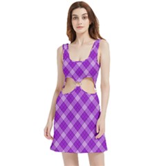 Purple Plaid Tartan 3 Diagonal (2) Velour Cutout Dress by dressshop