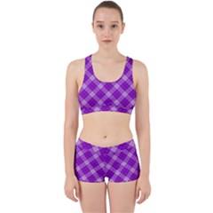 Purple Plaid Tartan 3 Diagonal (2) Work It Out Gym Set by dressshop