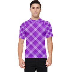 Purple Plaid Tartan 3 Diagonal (2) Men s Short Sleeve Rash Guard by dressshop