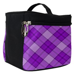 Purple Plaid Tartan 3 Diagonal (2) Make Up Travel Bag (small) by dressshop