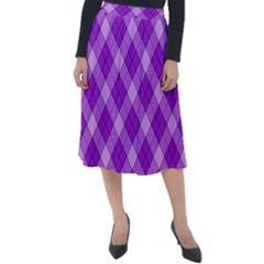 Purple Plaid Tartan 3 Diagonal (2) Classic Velour Midi Skirt  by dressshop