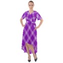 Purple Plaid Tartan 3 Diagonal (2) Front Wrap High Low Dress View1