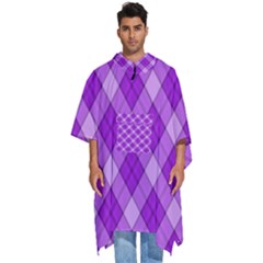 Purple Plaid Tartan 3 Diagonal (2) Men s Hooded Rain Ponchos by dressshop