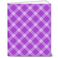 Purple Plaid Tartan 3 Diagonal (2) 8  X 10  Softcover Notebook by dressshop