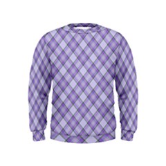 Purple Plaid Tartan 2 Diagonal Kids  Sweatshirt by dressshop