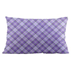 Purple Plaid Tartan 2 Diagonal 16 x24  Lumbar Throw Cushion Case (two Sides) by dressshop