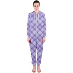 Purple Plaid Tartan 2 Diagonal Hooded Jumpsuit (ladies) by dressshop