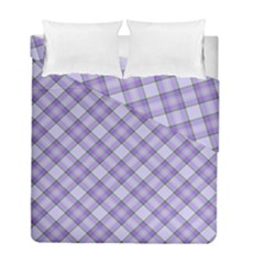 Purple Plaid Tartan 2 Diagonal Duvet Cover Double Side (full/ Double Size) by dressshop