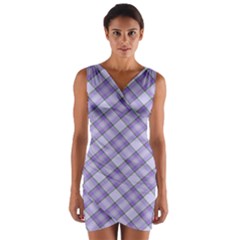 Purple Plaid Tartan 2 Diagonal Wrap Front Bodycon Dress by dressshop