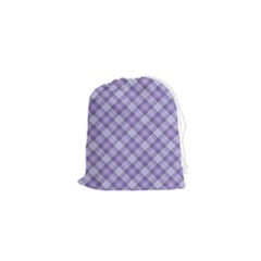 Purple Plaid Tartan 2 Diagonal Drawstring Pouch (xs) by dressshop