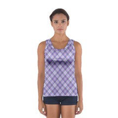 Purple Plaid Tartan 2 Diagonal Sport Tank Top  by dressshop