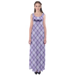 Purple Plaid Tartan 2 Diagonal Empire Waist Maxi Dress by dressshop