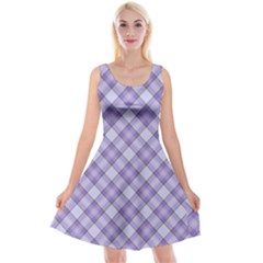 Purple Plaid Tartan 2 Diagonal Reversible Velvet Sleeveless Dress by dressshop