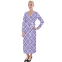 Purple Plaid Tartan 2 Diagonal Velvet Maxi Wrap Dress View1