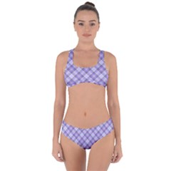 Purple Plaid Tartan 2 Diagonal Criss Cross Bikini Set by dressshop