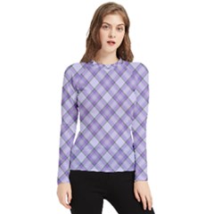 Purple Plaid Tartan 2 Diagonal Women s Long Sleeve Rash Guard by dressshop