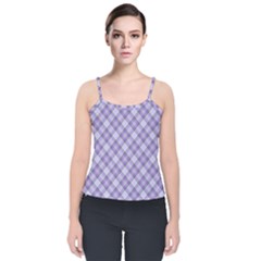 Purple Plaid Tartan 2 Diagonal Velvet Spaghetti Strap Top by dressshop