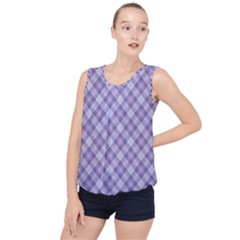 Purple Plaid Tartan 2 Diagonal Bubble Hem Chiffon Tank Top by dressshop