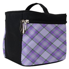 Purple Plaid Tartan 2 Diagonal Make Up Travel Bag (small) by dressshop