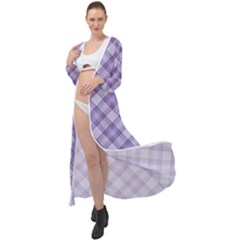 Purple Plaid Tartan 2 Diagonal Maxi Chiffon Beach Wrap by dressshop