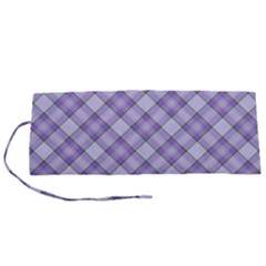 Purple Plaid Tartan 2 Diagonal Roll Up Canvas Pencil Holder (s) by dressshop