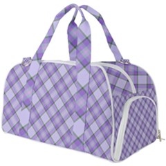 Purple Plaid Tartan 2 Diagonal Burner Gym Duffel Bag by dressshop