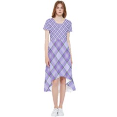 Purple Plaid Tartan 2 Diagonal High Low Boho Dress by dressshop