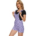 Purple Plaid Tartan 2 Diagonal Short Overalls View2