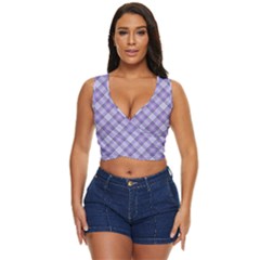 Purple Plaid Tartan 2 Diagonal Women s Sleeveless Wrap Top by dressshop