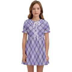 Purple Plaid Tartan 2 Diagonal Kids  Sweet Collar Dress by dressshop