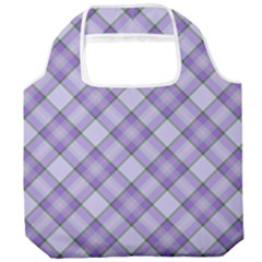 Purple Plaid Tartan 2 Diagonal Foldable Grocery Recycle Bag by dressshop