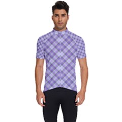 Purple Plaid Tartan 2 Diagonal Men s Short Sleeve Cycling Jersey by dressshop