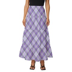 Purple Plaid Tartan 2 Diagonal Tiered Ruffle Maxi Skirt by dressshop