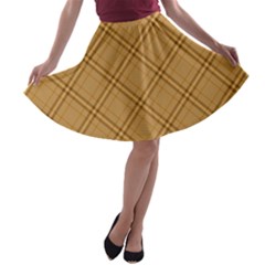 Autumn Fall Plaid Tartan 1 Diagonal A-line Skater Skirt by dressshop