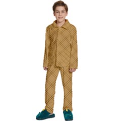 Autumn Fall Plaid Tartan 1 Diagonal Kids  Long Sleeve Velvet Pajamas Set by dressshop