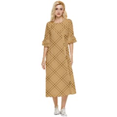 Autumn Fall Plaid Tartan 1 Diagonal Double Cuff Midi Dress by dressshop