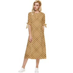 Autumn Fall Plaid Tartan 1 Diagonal Bow Sleeve Chiffon Midi Dress by dressshop