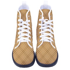 Autumn Fall Plaid Tartan 1 Diagonal Men s High-top Canvas Sneakers by dressshop