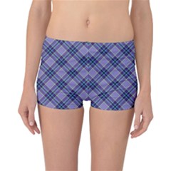 Purple Plaid Tartan 1 Diagonal Reversible Boyleg Bikini Bottoms by dressshop