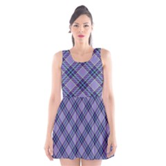 Purple Plaid Tartan 1 Diagonal Scoop Neck Skater Dress by dressshop